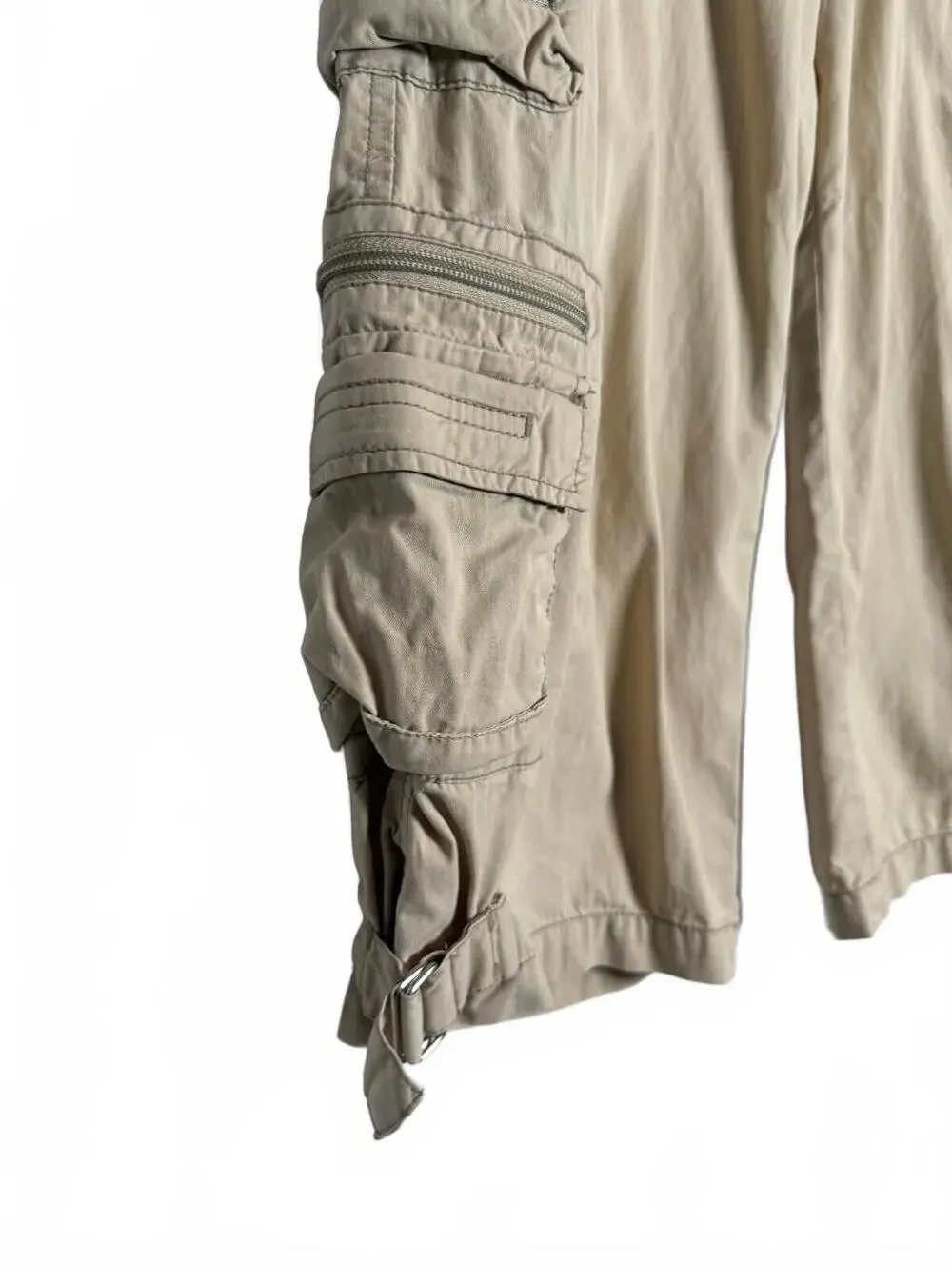 Women Vintage Y2K Soft Grunge Khaki Cargo Capris size 11